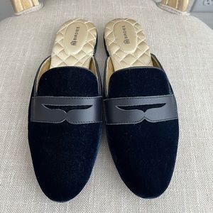 Birdies navy suede flat, size 7.